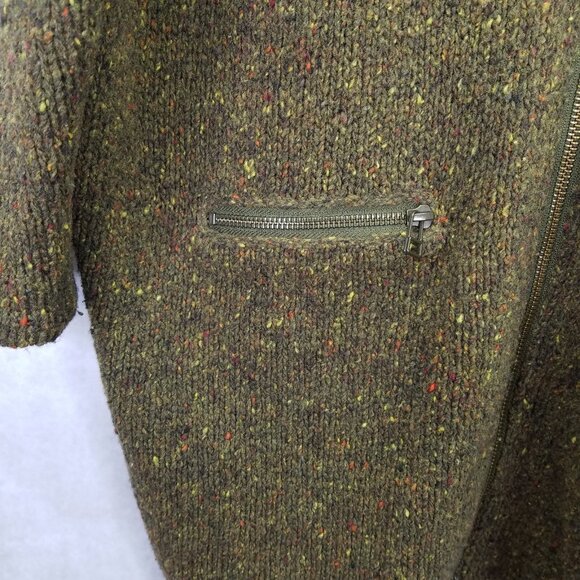 Sundance Full Zip Sweater Women's S Speckled Green Lambs Wool Cardigan Oversized - Picture 4 of 16